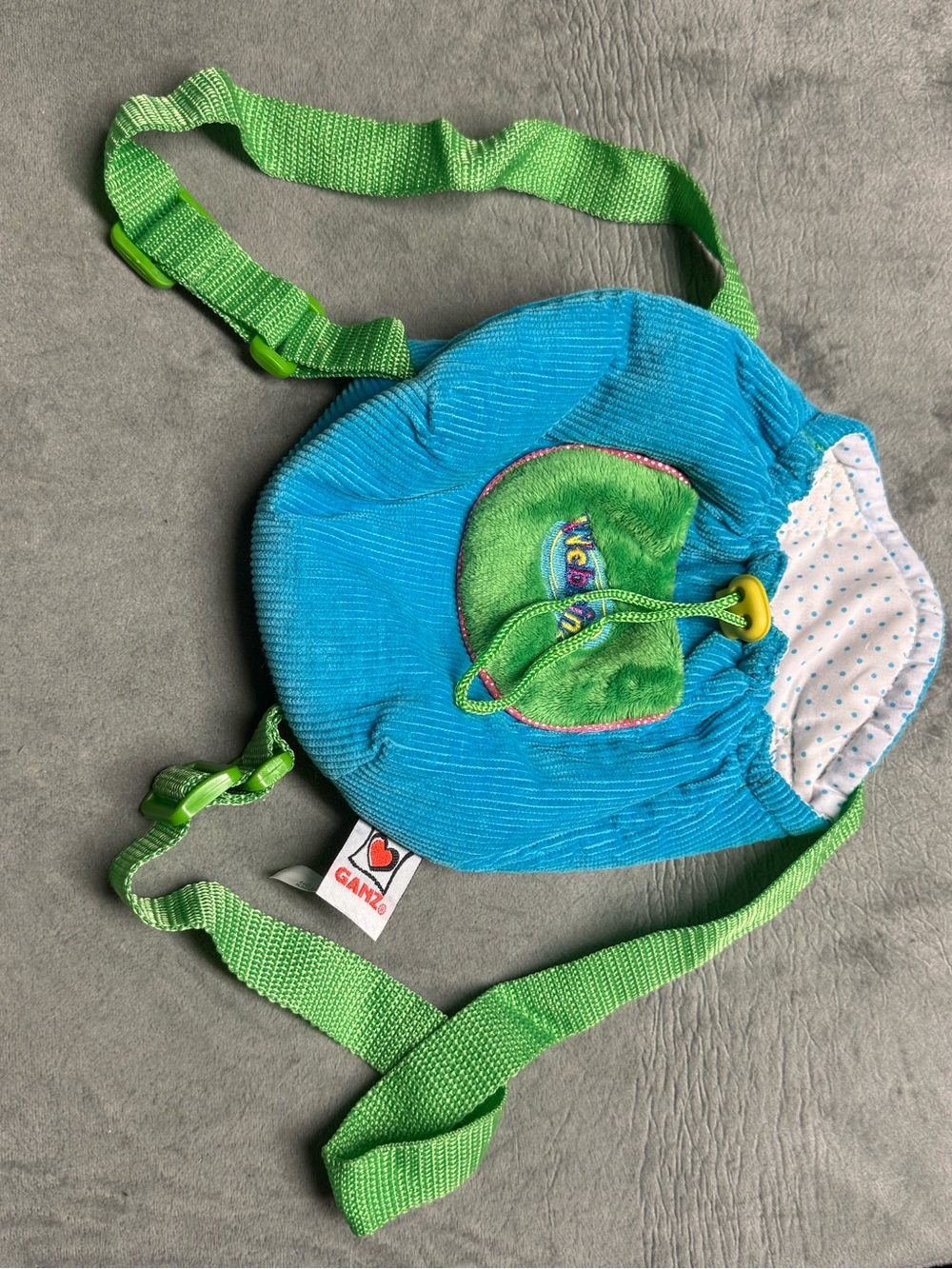 Ganz Webkinz Blue Green Drawstring Backpack HC102 Carrier Bag